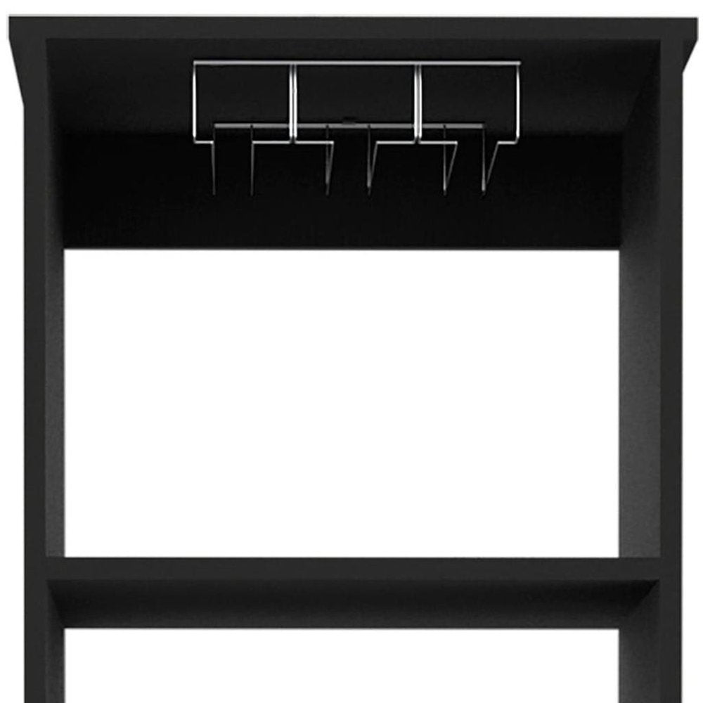Black Wood Bar Cabinet with Two Drawers - 63-inch