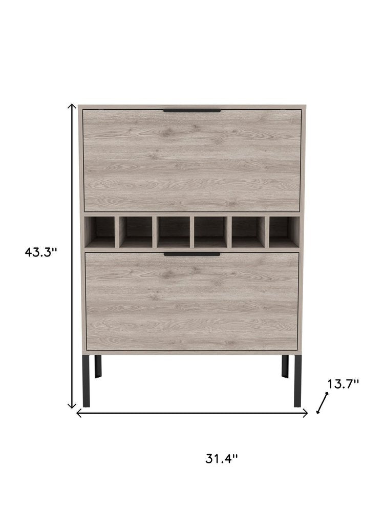 Light Gray and Black Wood Bar Cabinet with Two Doors - 43-inch
