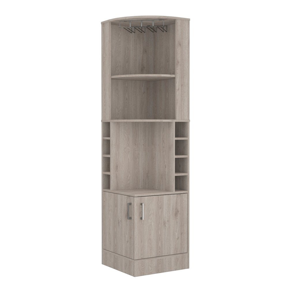 Light Gray Wood Corner Bar Cabinet with Two Doors - 71-inch