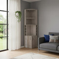 Light Gray Wood Corner Bar Cabinet with Two Doors - 71-inch