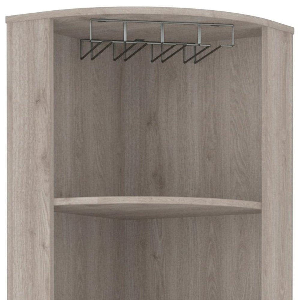 Light Gray Wood Corner Bar Cabinet with Two Doors - 71-inch