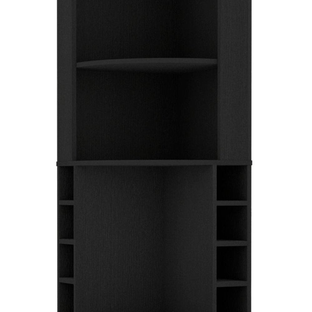 Black Wood Corner Bar Cabinet with Two Doors - 71-inch