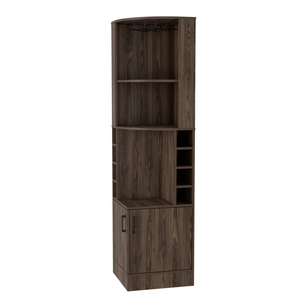 Walnut Wood Corner Bar Cabinet with Two Doors - 71-inch