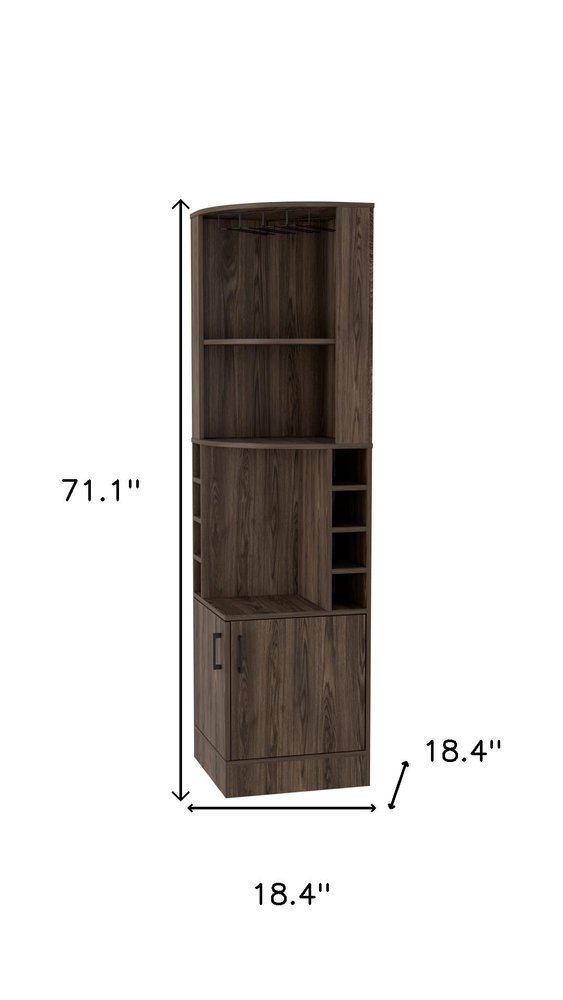 Walnut Wood Corner Bar Cabinet with Two Doors - 71-inch