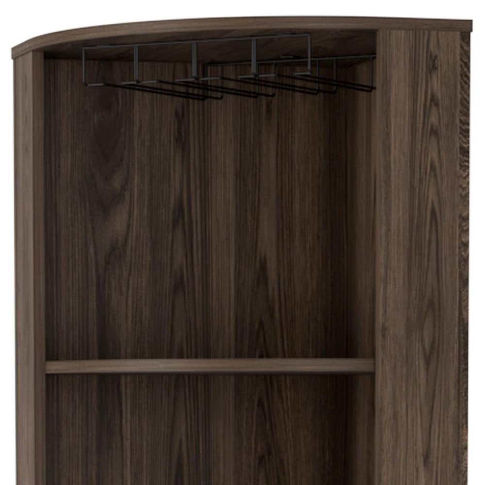 Walnut Wood Corner Bar Cabinet with Two Doors - 71-inch
