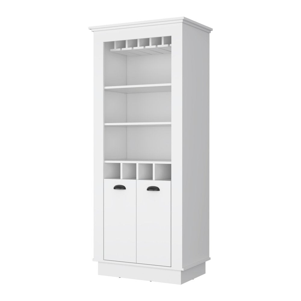 White Bar Cabinet with Wine Storage - 70-inch