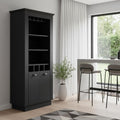 Black Bar Cabinet with Wine Storage - 70-inch
