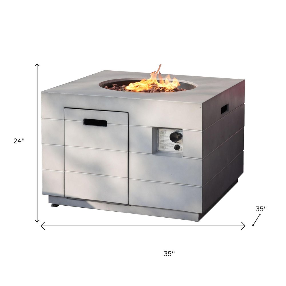 50000 Btu 35 Gray Aluminum Natural Gas Square Fire Pit Table with Cover