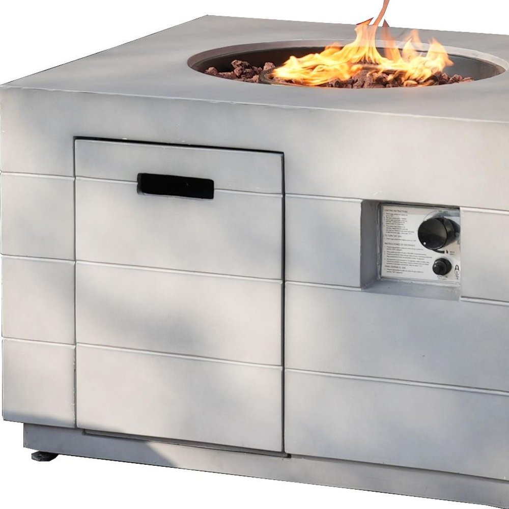 50000 Btu 35 Gray Aluminum Natural Gas Square Fire Pit Table with Cover