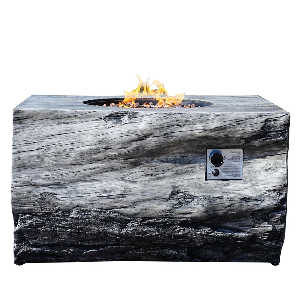 50000 Btu 40 Gray Aluminum Natural Gas Rectangular Fire Pit with Cover