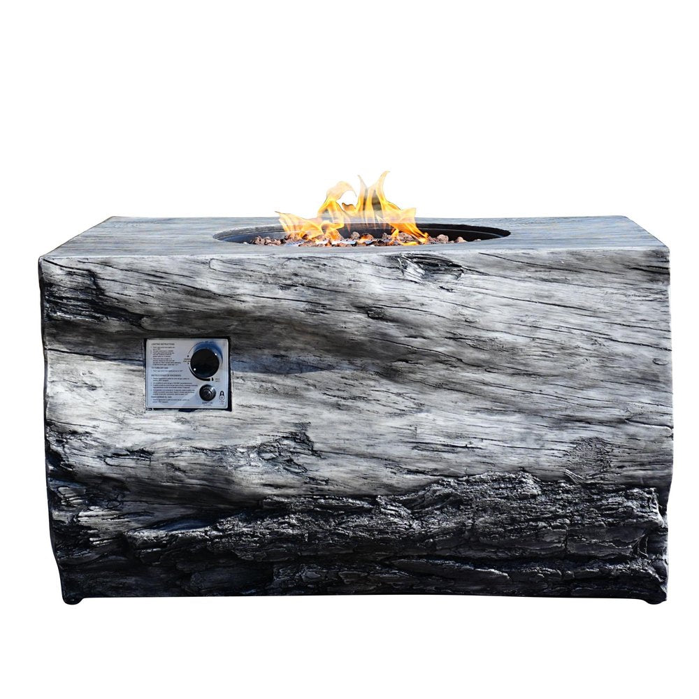 50000 Btu 40 Gray Aluminum Natural Gas Rectangular Fire Pit with Cover