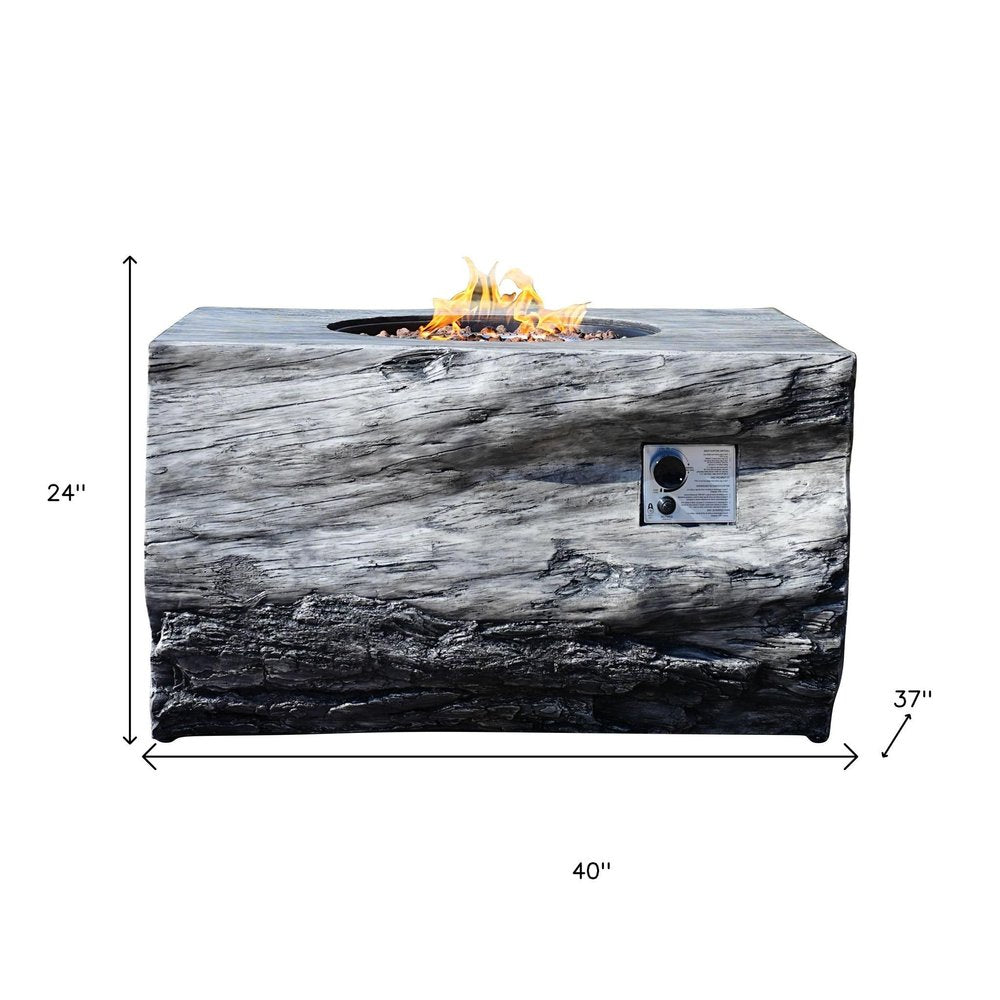 50000 Btu 40 Gray Aluminum Natural Gas Rectangular Fire Pit with Cover