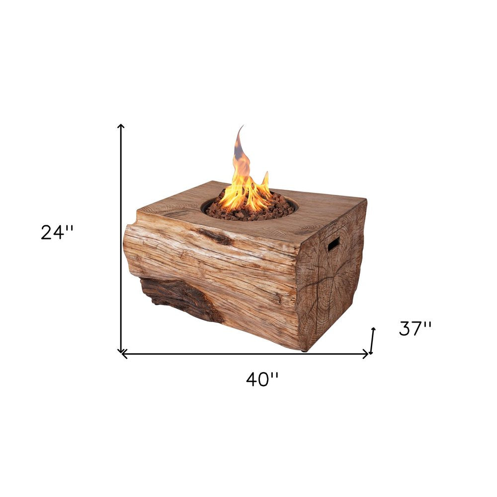 50000 Btu 40 Brown Aluminum Natural Gas Rectangular Fire Pit with Cover
