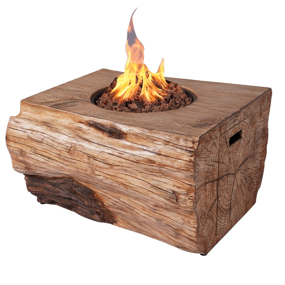 50000 Btu 40 Brown Aluminum Natural Gas Rectangular Fire Pit with Cover