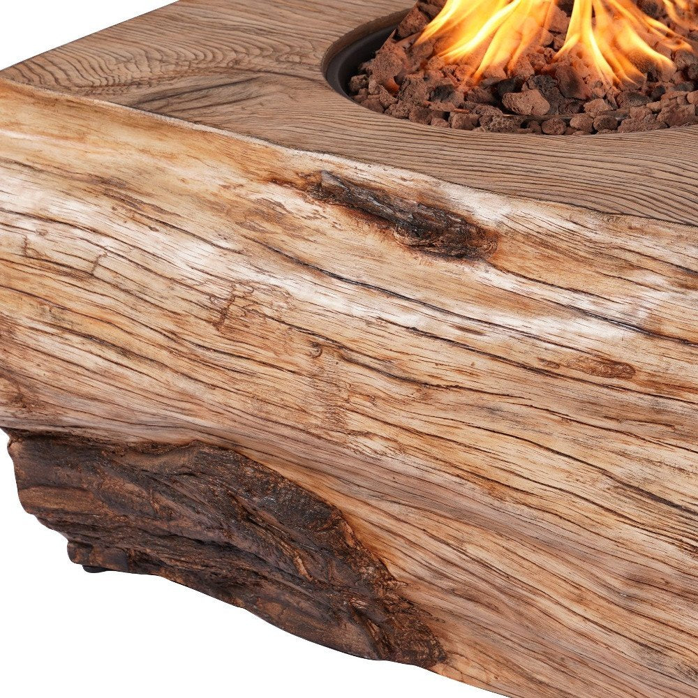 50000 Btu 40 Brown Aluminum Natural Gas Rectangular Fire Pit with Cover