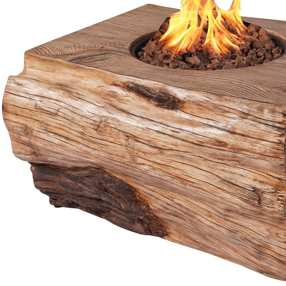 50000 Btu 40 Brown Aluminum Natural Gas Rectangular Fire Pit with Cover