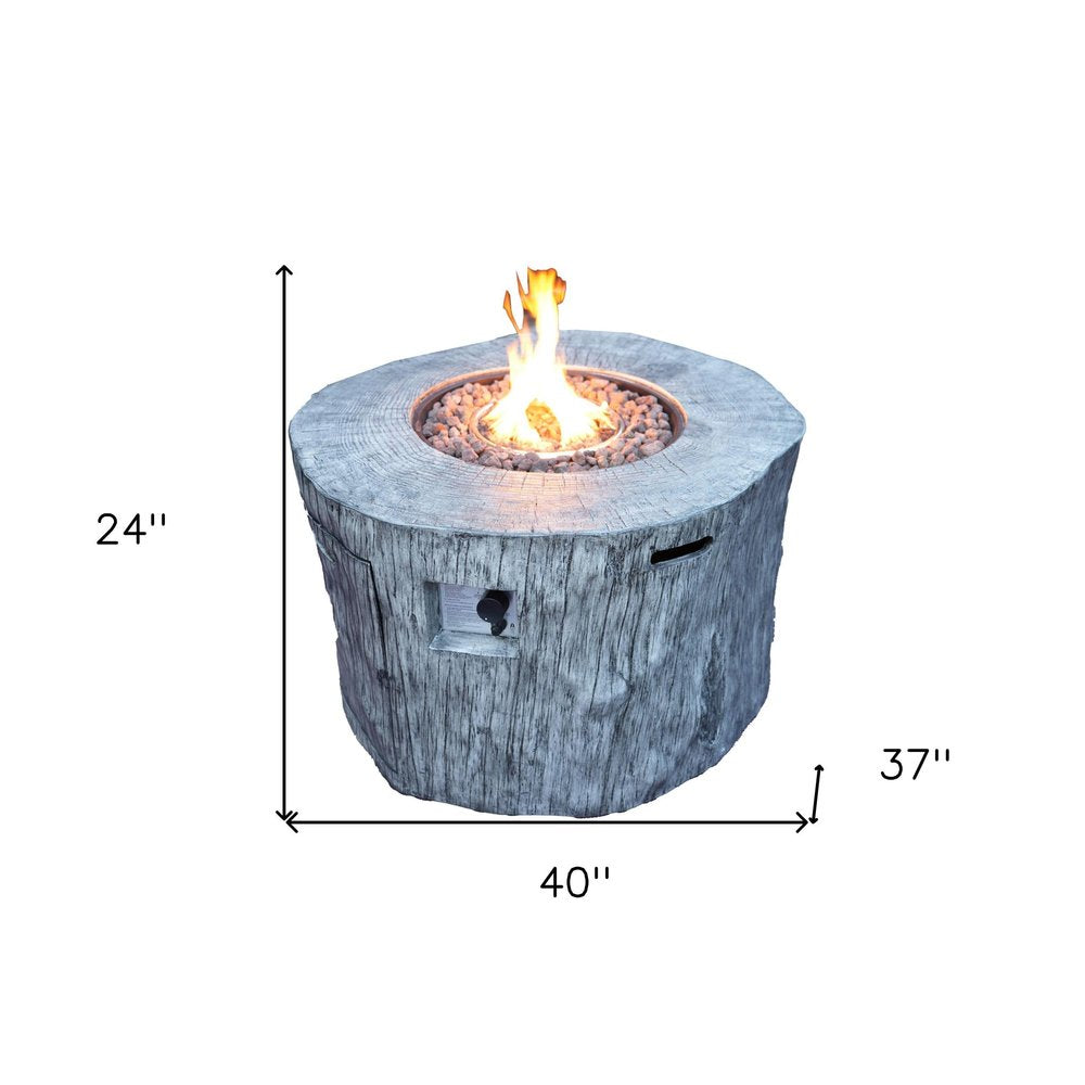 50000 Btu 40 Gray Aluminum Natural Gas Round Fire Pit Table with Cover