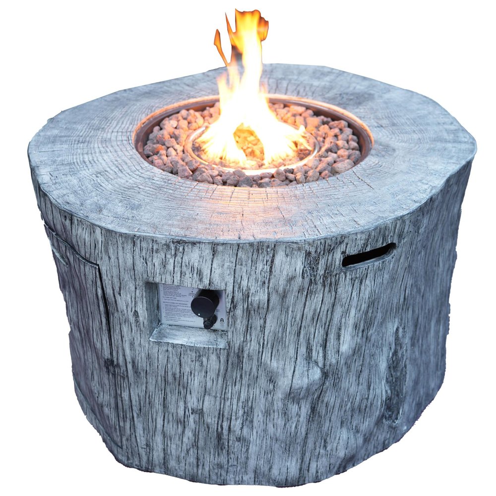50000 Btu 40 Gray Aluminum Natural Gas Round Fire Pit Table with Cover