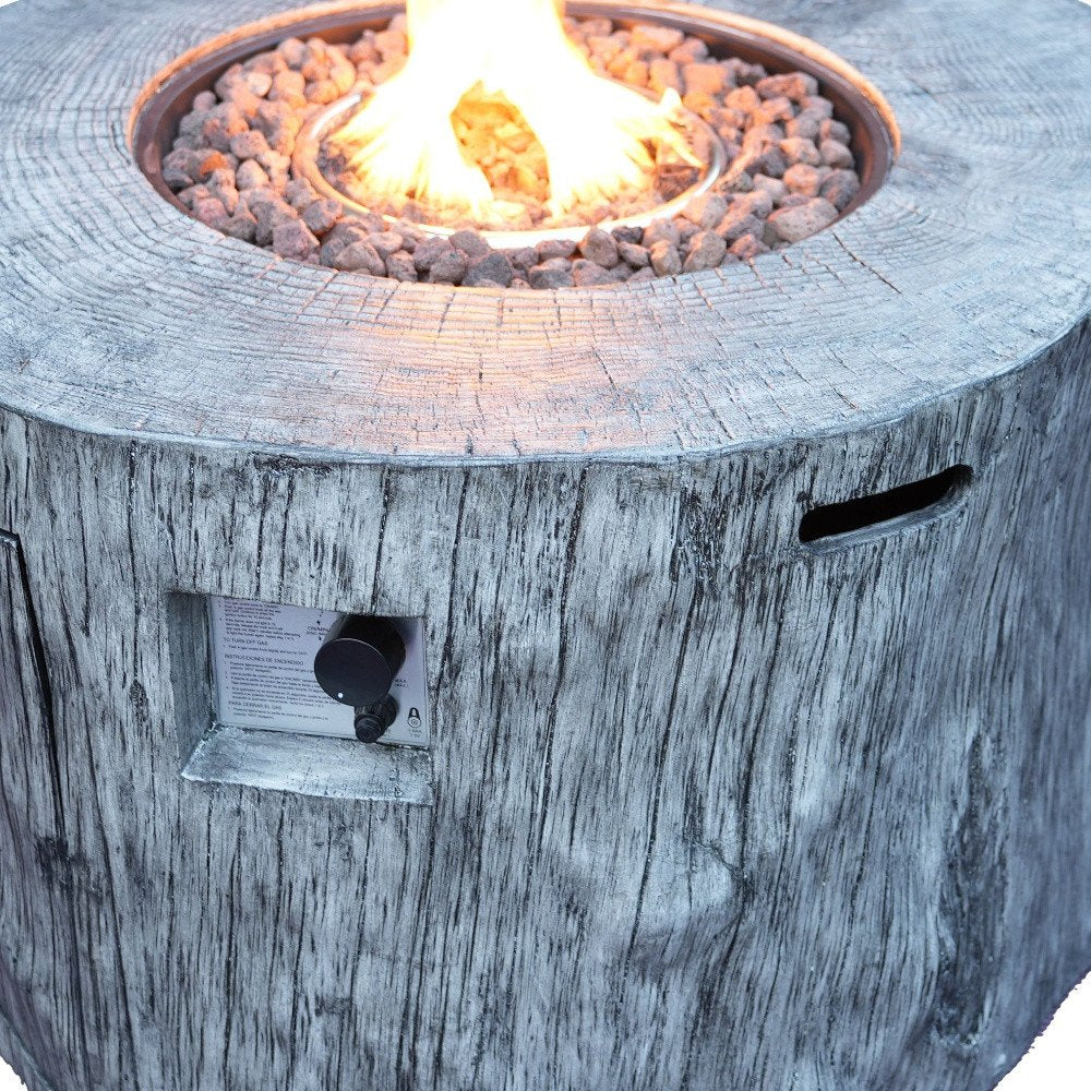 50000 Btu 40 Gray Aluminum Natural Gas Round Fire Pit Table with Cover