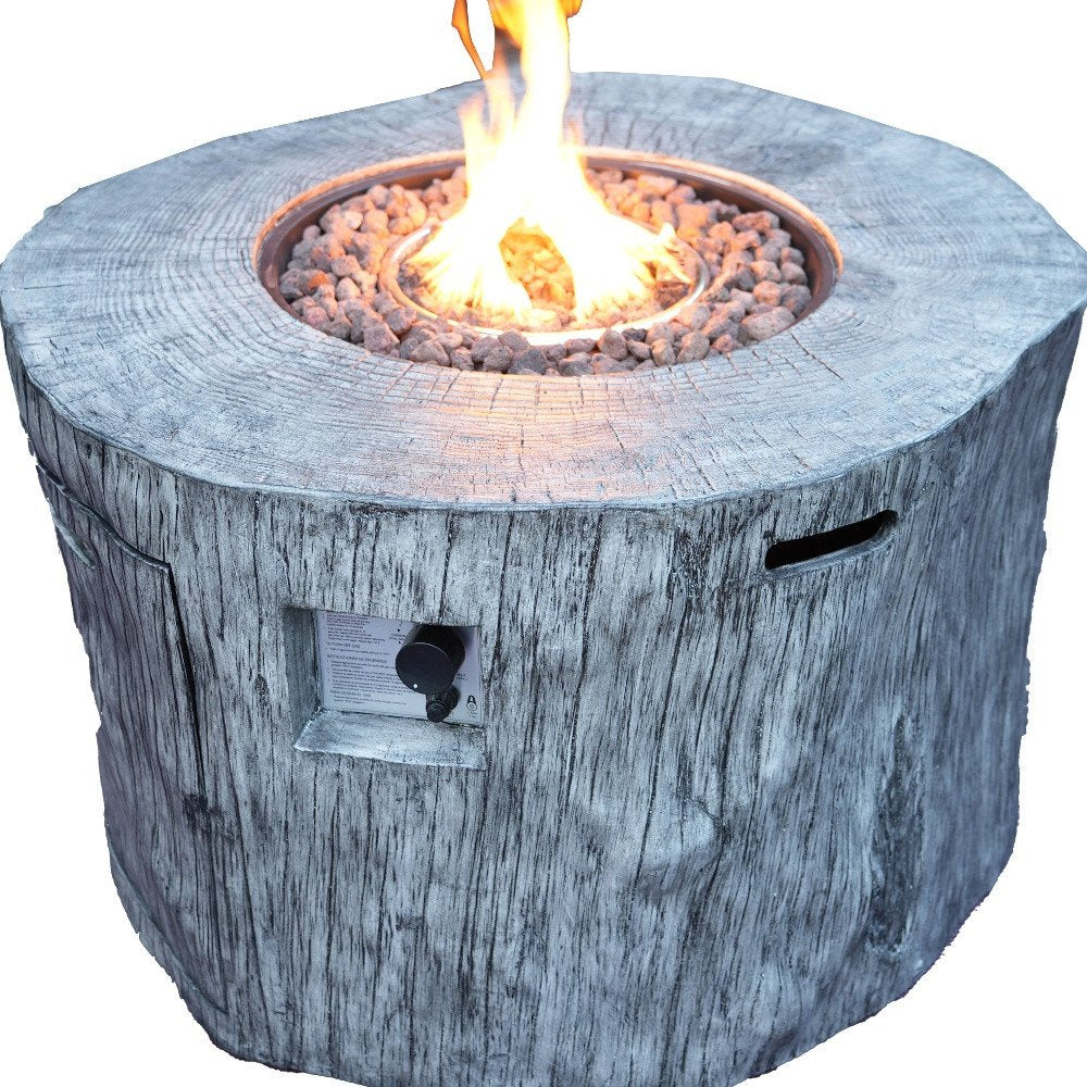 50000 Btu 40 Gray Aluminum Natural Gas Round Fire Pit Table with Cover
