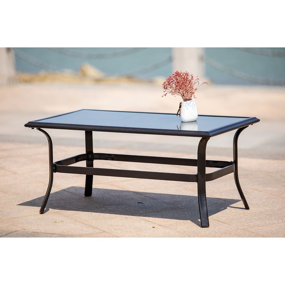 Black Metal Outdoor Coffee Table - 21-inch