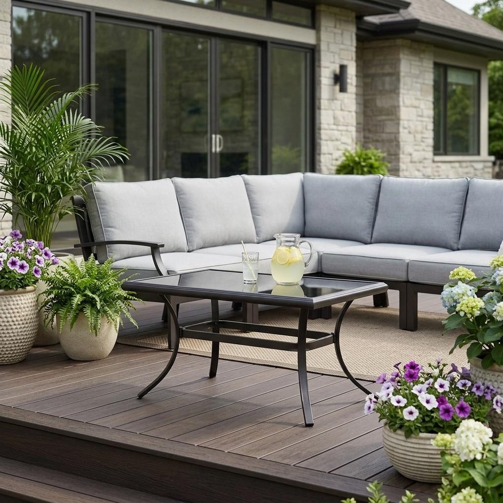 Black Metal Outdoor Coffee Table - 21-inch