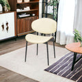 Set of Two Off White and Black Upholstered Faux Leather Curved Back Dining Side Chairs