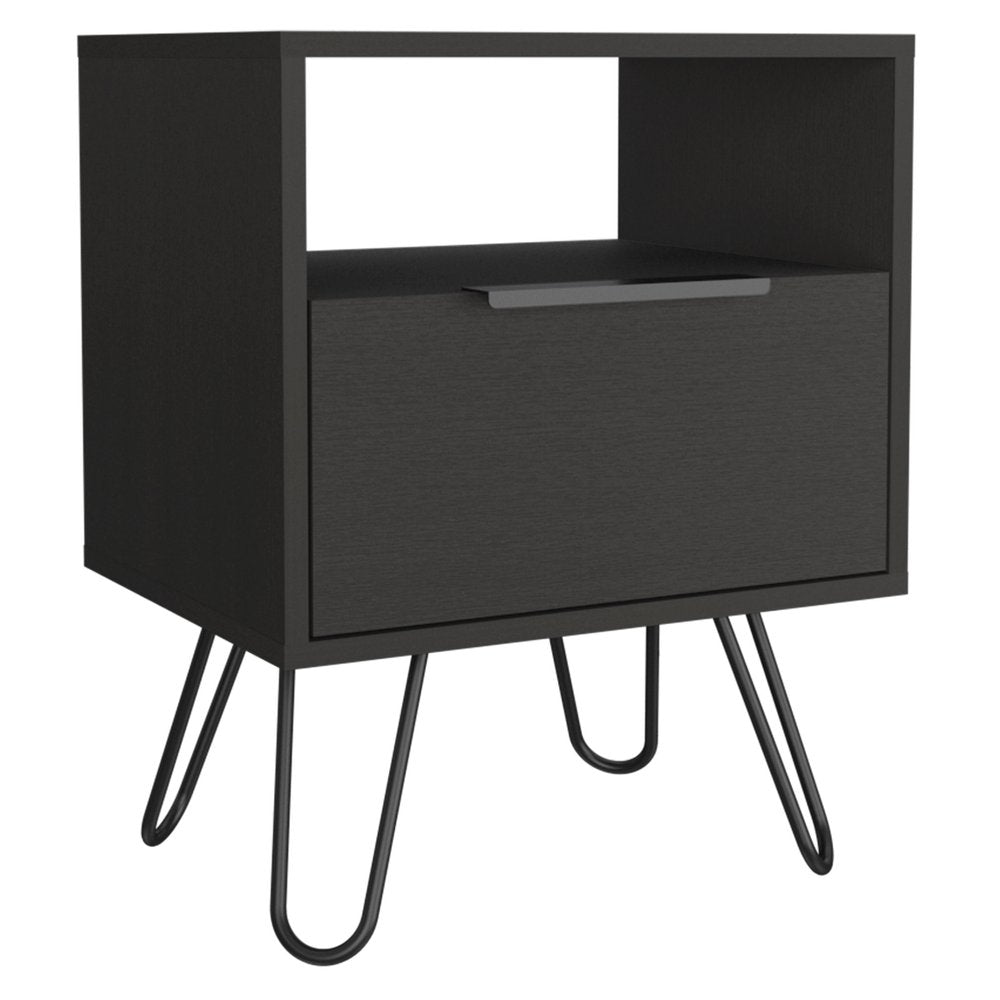 Black Wood Nightstand - 22-inch