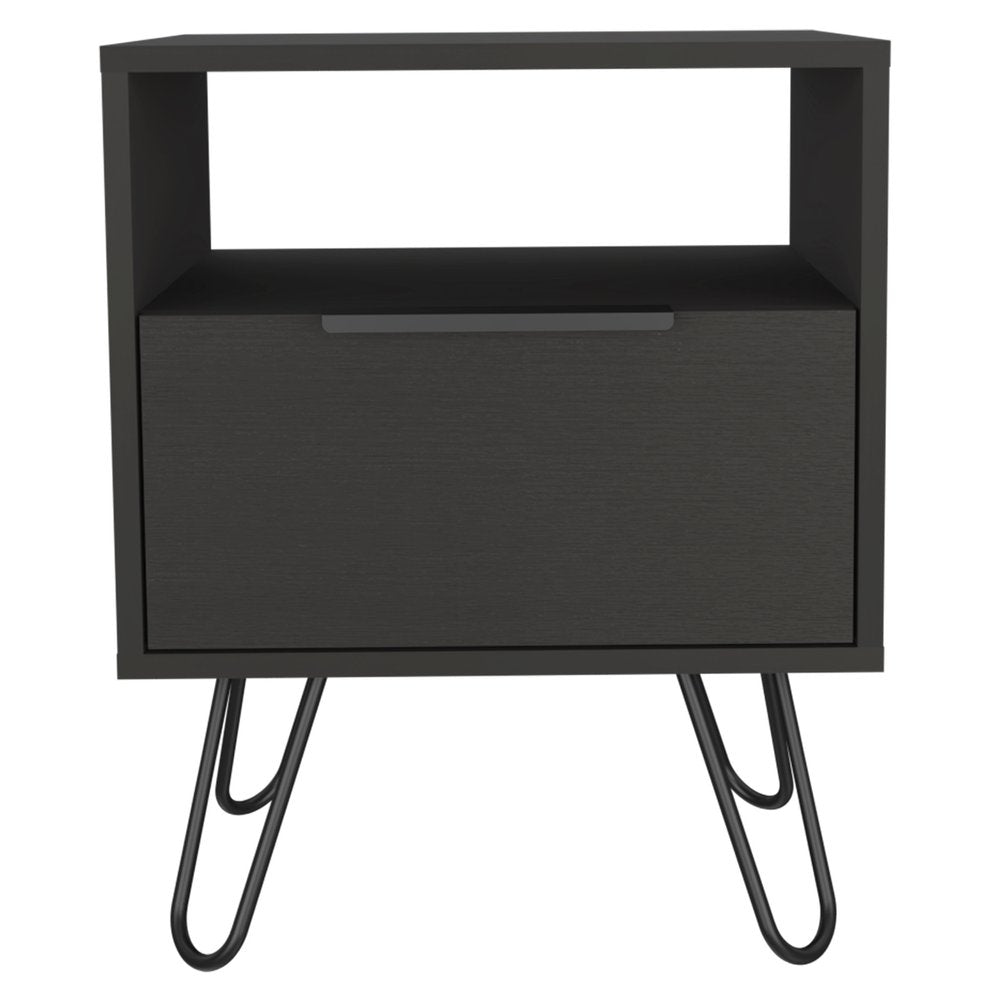 Black Wood Nightstand - 22-inch