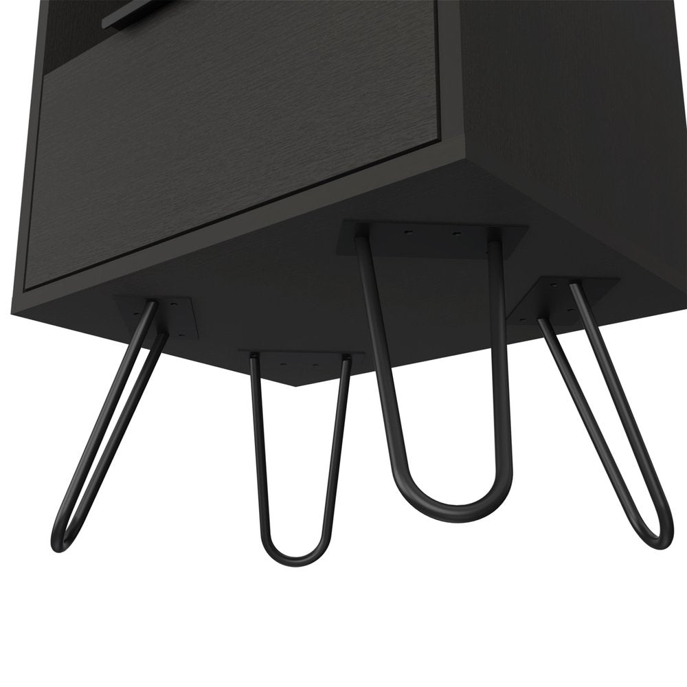 Black Wood Nightstand - 22-inch