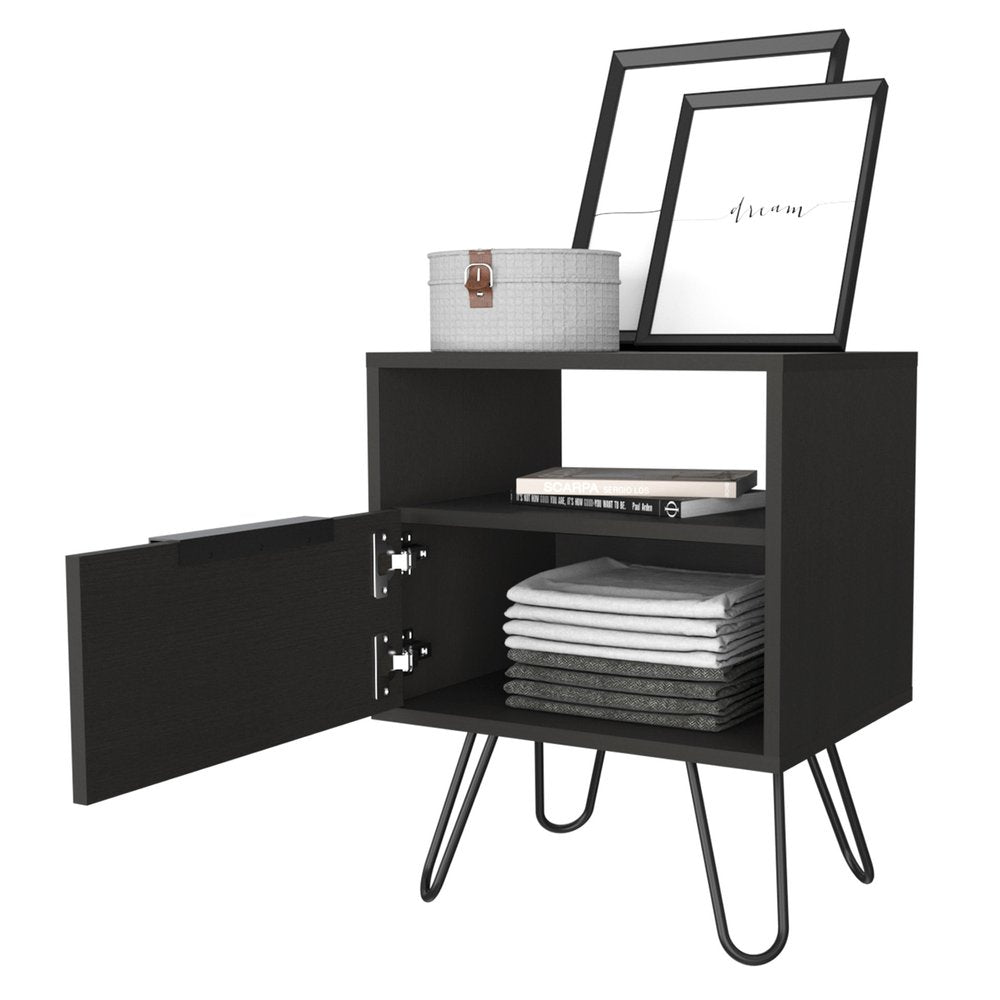 Black Wood Nightstand - 22-inch