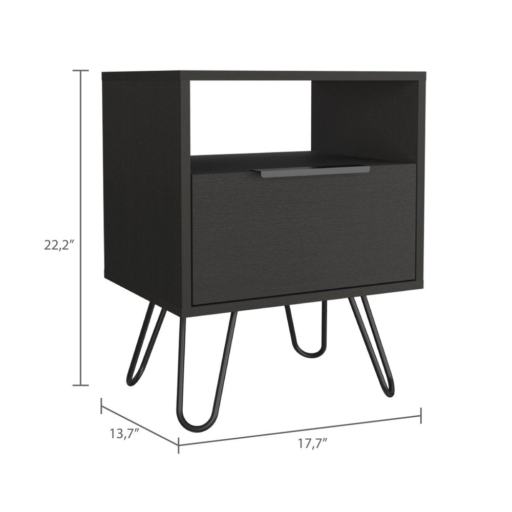 Black Wood Nightstand - 22-inch