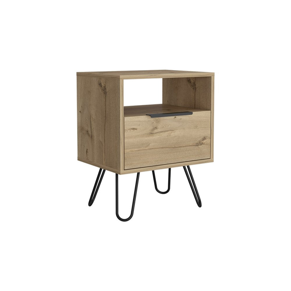 Beige Wood Nightstand - 22-inch