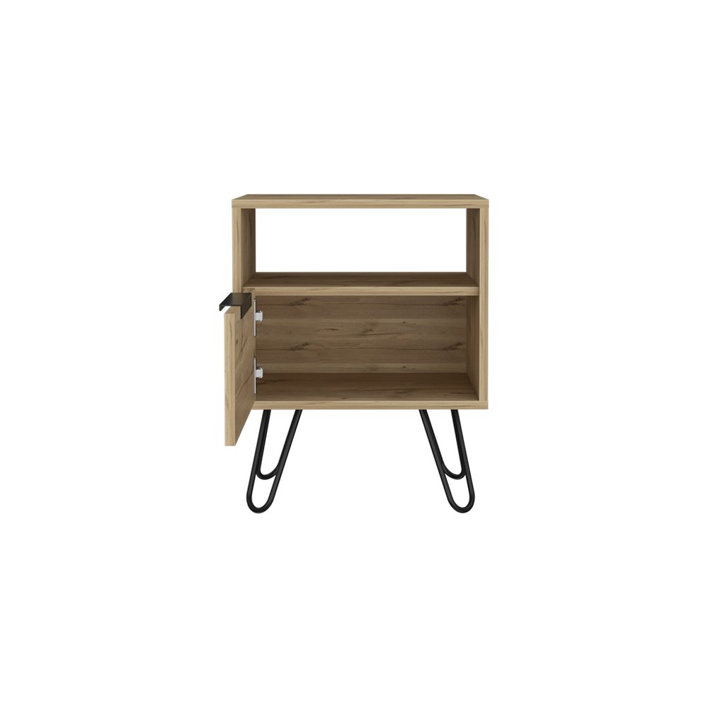 Beige Wood Nightstand - 22-inch