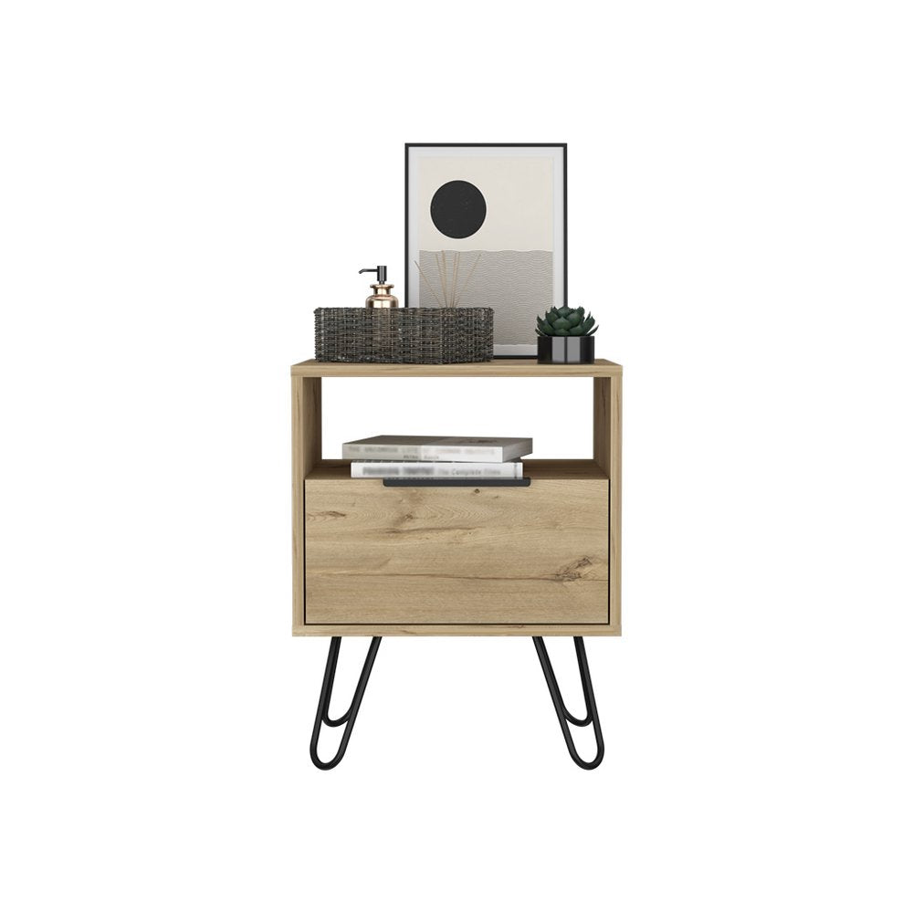 Beige Wood Nightstand - 22-inch