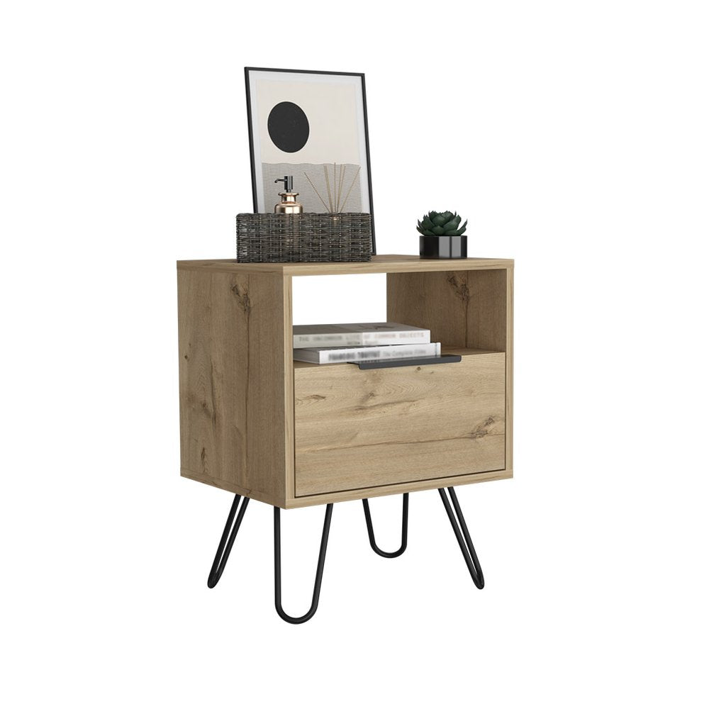 Beige Wood Nightstand - 22-inch