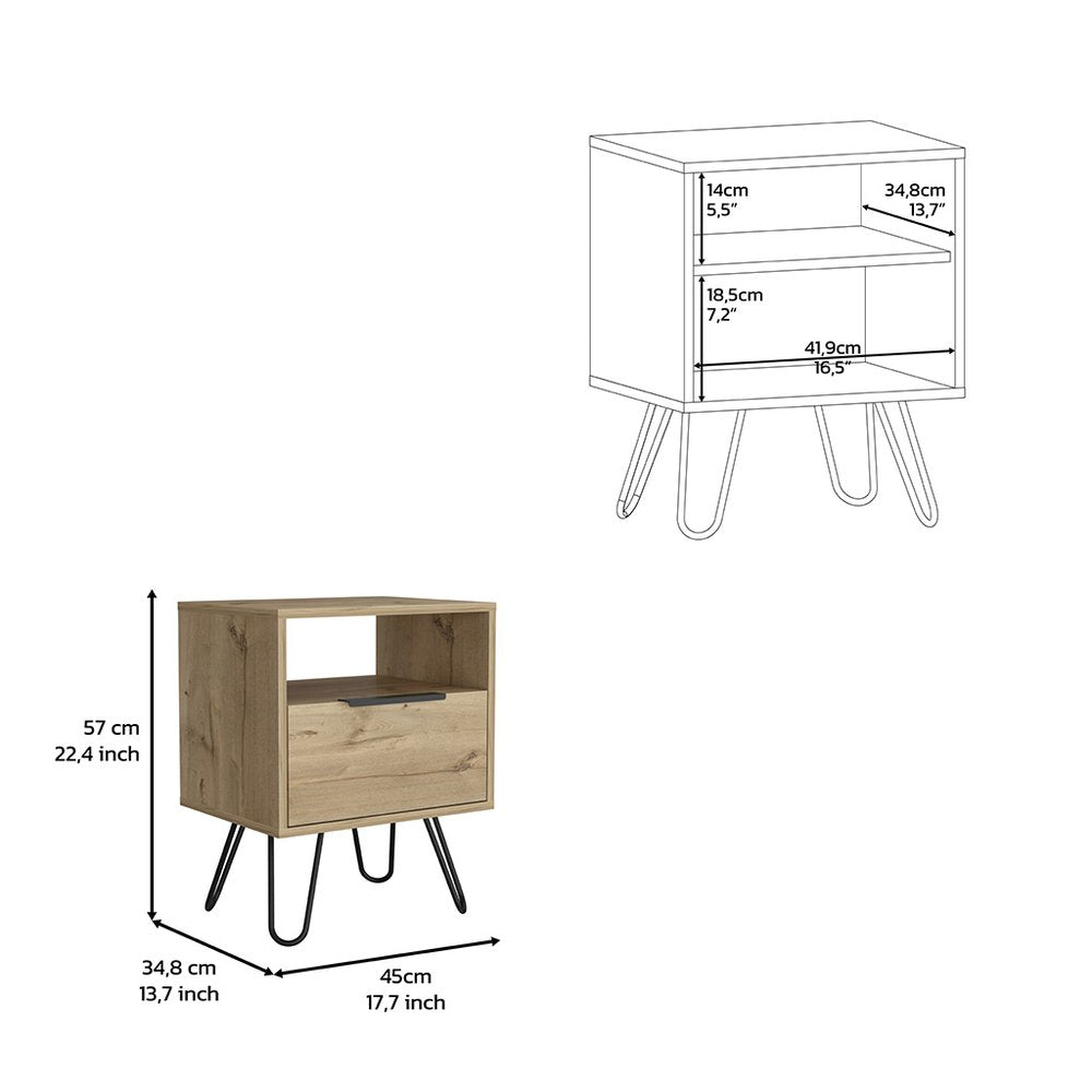 Beige Wood Nightstand - 22-inch