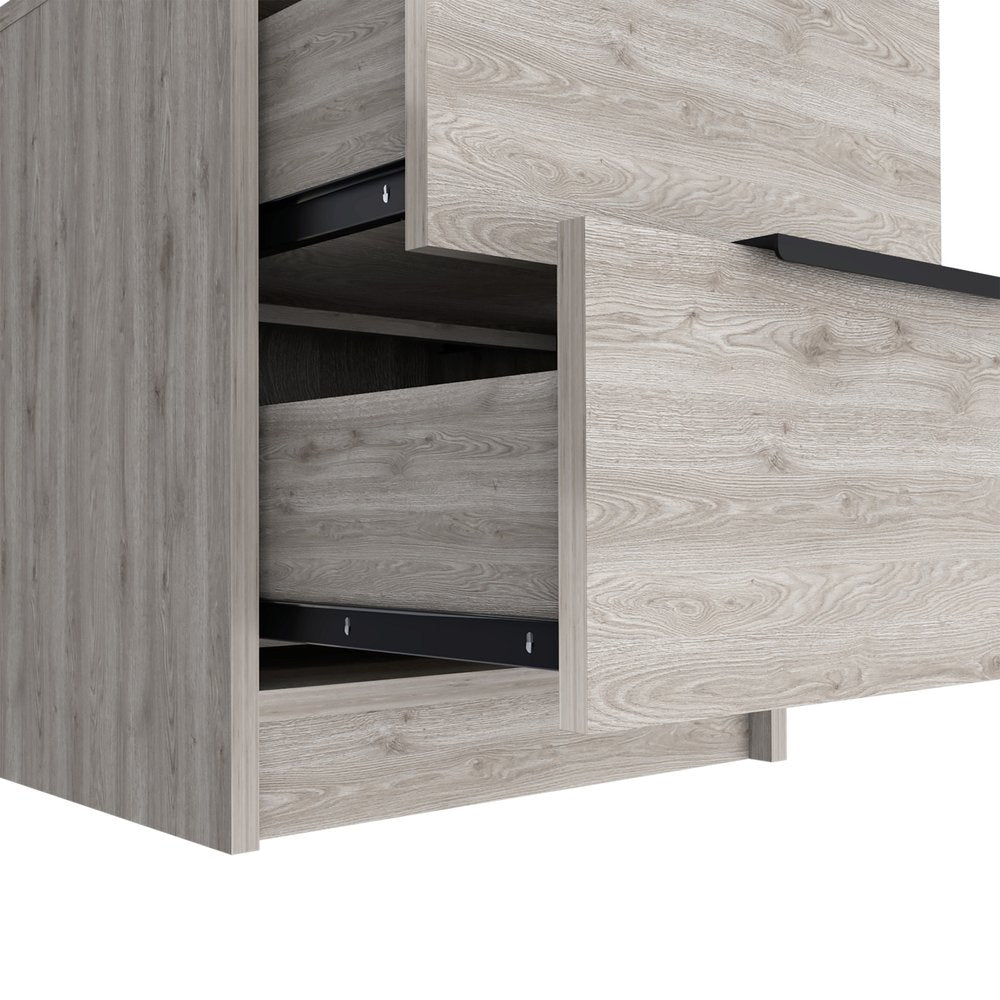 Gray Wood Two Drawer Nightstand - 19-inch