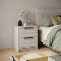 Gray Wood Two Drawer Nightstand - 19-inch