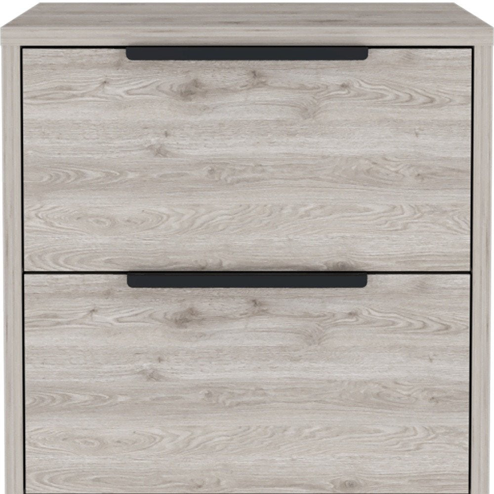 Gray Wood Two Drawer Nightstand - 19-inch