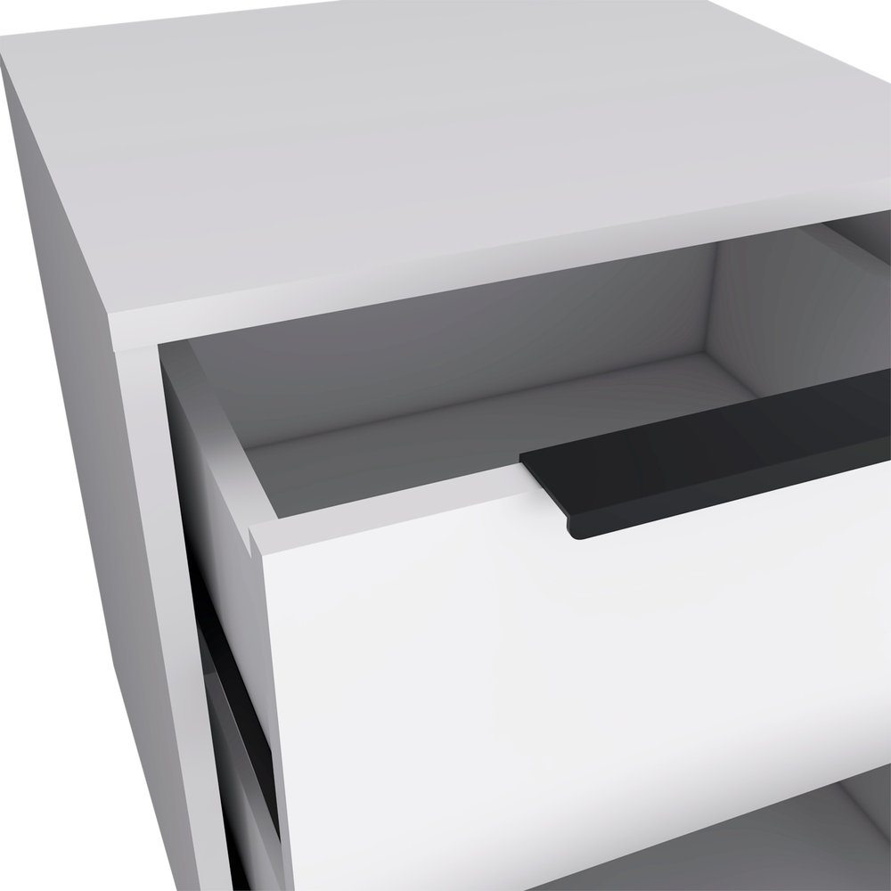 White Wood Two Drawer Nightstand - 19-inch