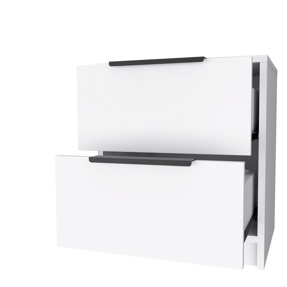 White Wood Two Drawer Nightstand - 19-inch