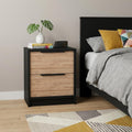Black Wood Two Drawer Nightstand - 19-inch