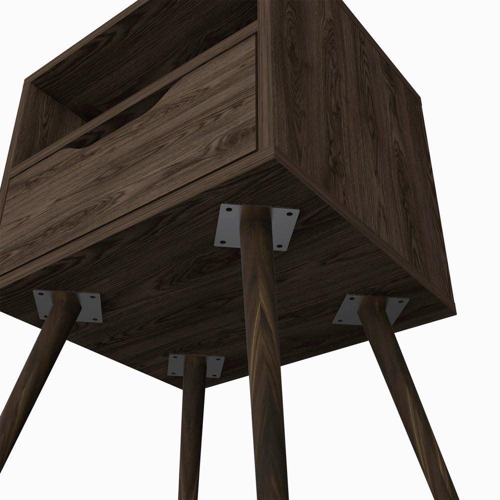 Brown Wood One Drawer Nightstand - 25-inch