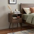 Brown Wood One Drawer Nightstand - 25-inch