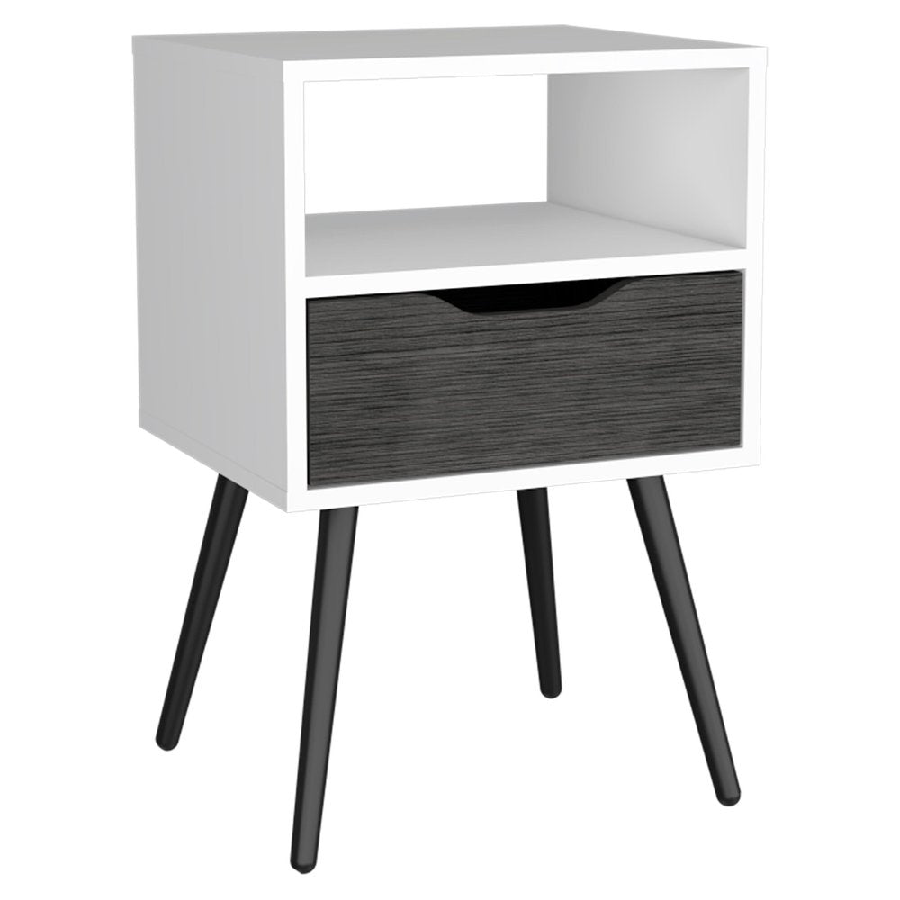 Gray Wood One Drawer Nightstand - 25-inch