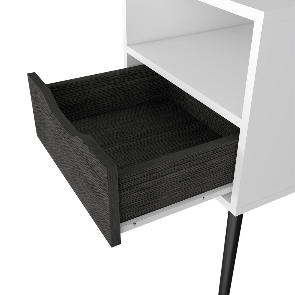 Gray Wood One Drawer Nightstand - 25-inch