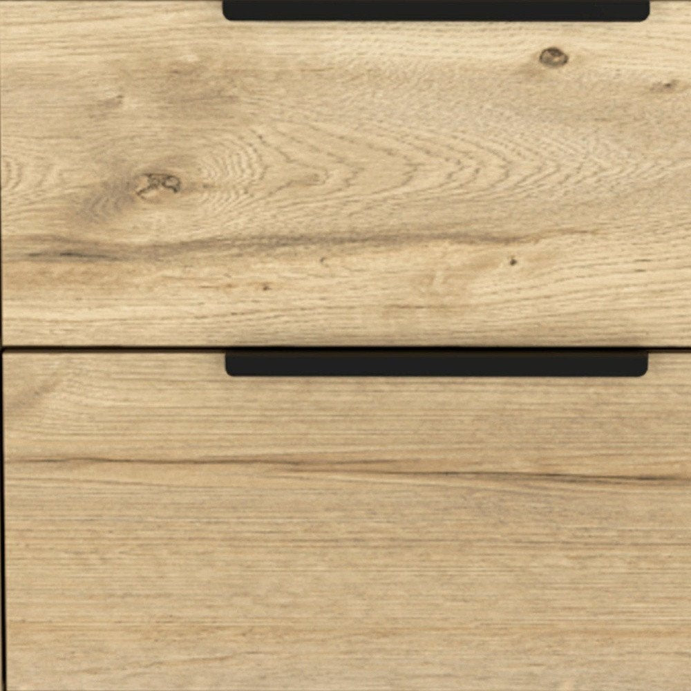 Oak Wood Two Drawer Nightstand - 22-inch