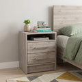 Gray Wood Two Drawer Nightstand - 20-inch