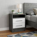 Gray Wood Two Drawer Nightstand - 20-inch